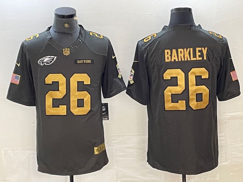 Men Philadelphia Eagles #26 Barkley Carbon black gold characters 2024 Nike Limited NFL Jersey